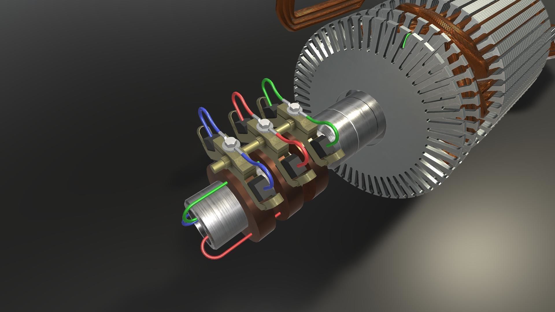 Asynchronous motor DC  Low-poly 3D model_8