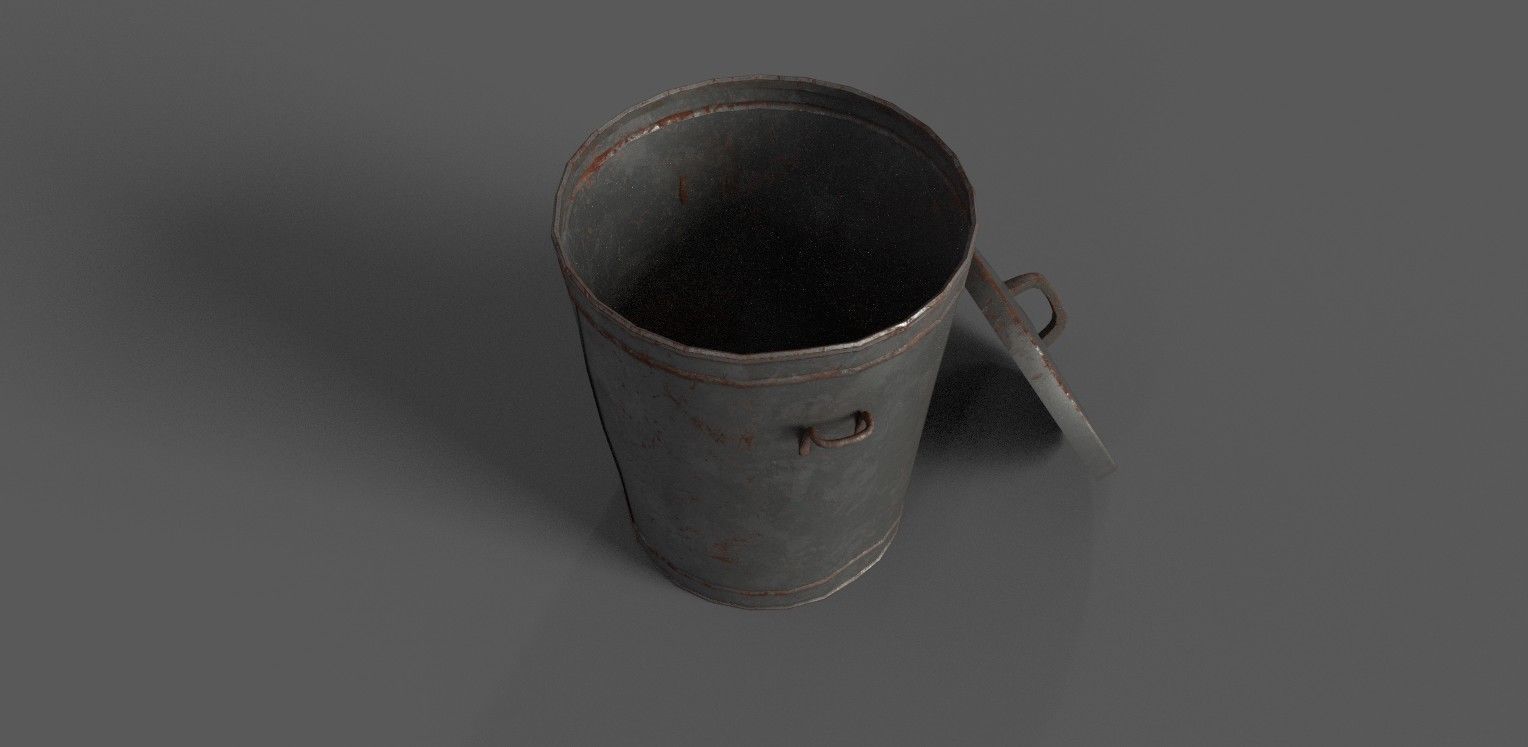 low poly trash can Low-poly 3D model_2