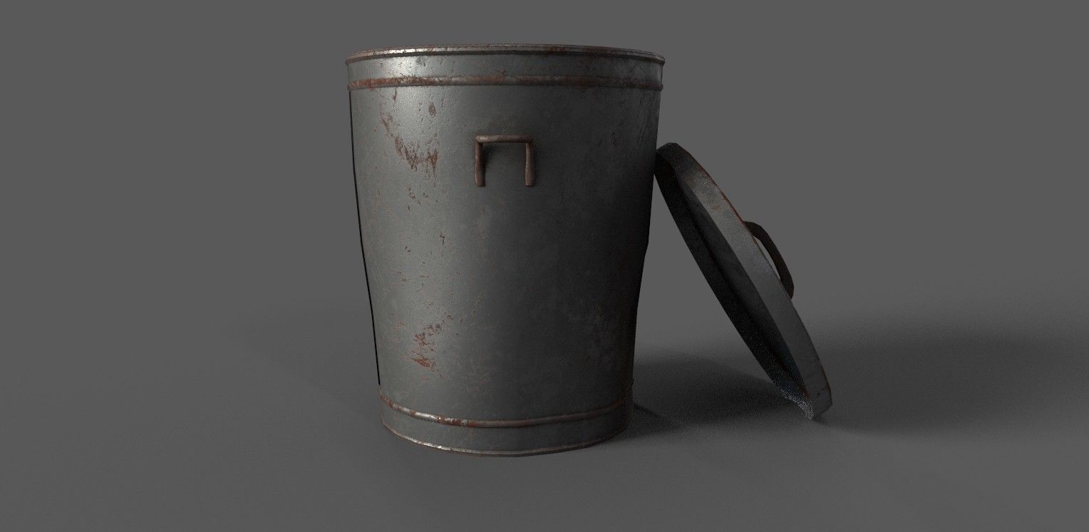 low poly trash can Low-poly 3D model_1