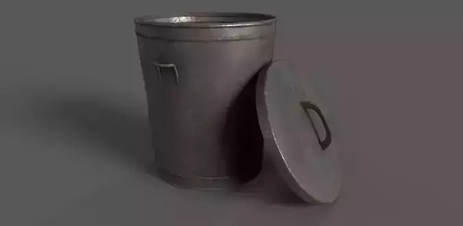 low poly trash can Low-poly 3D model