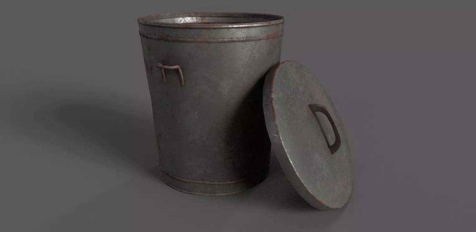 low poly trash can Low-poly 3D model_0