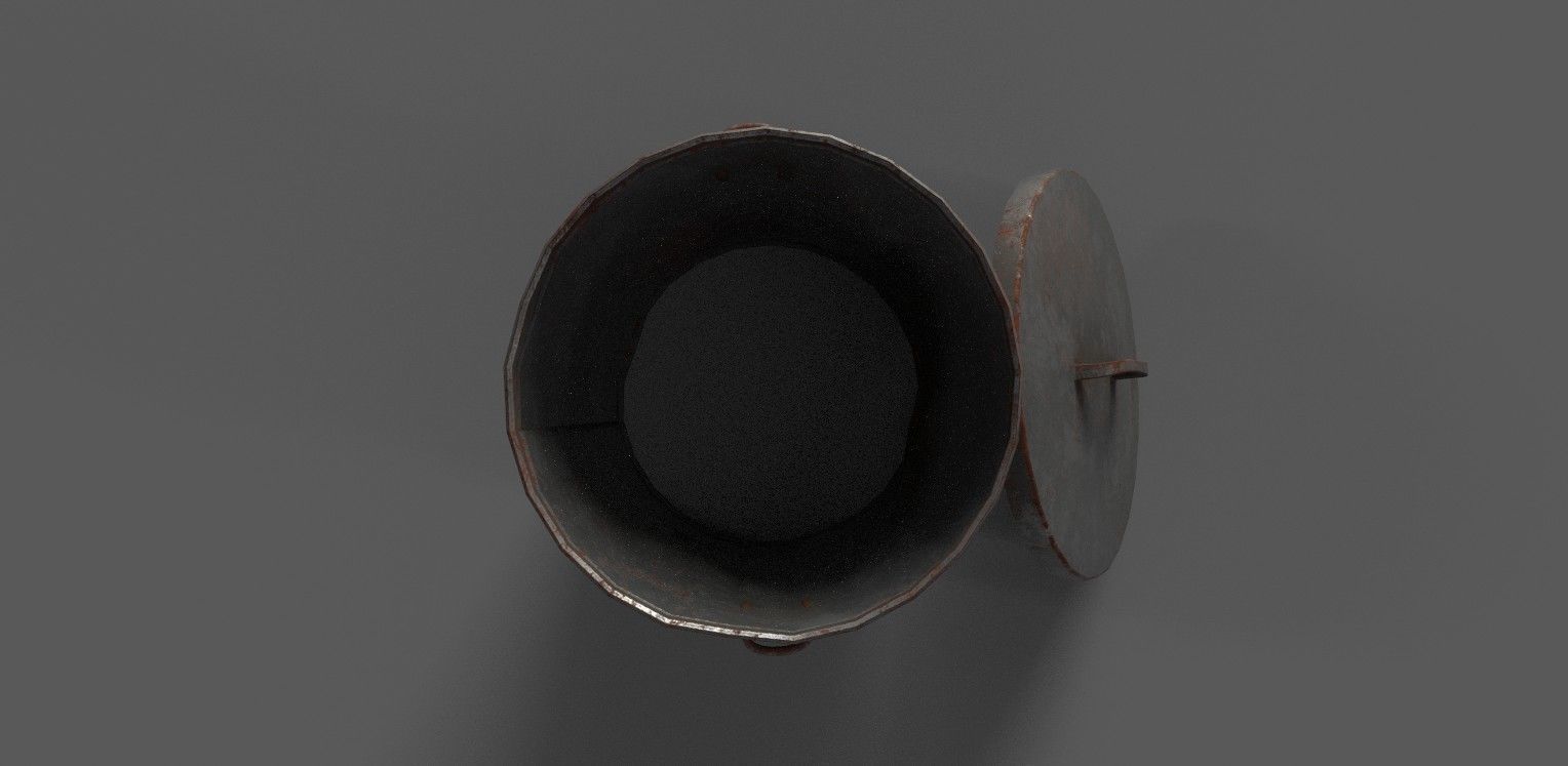 low poly trash can Low-poly 3D model_3