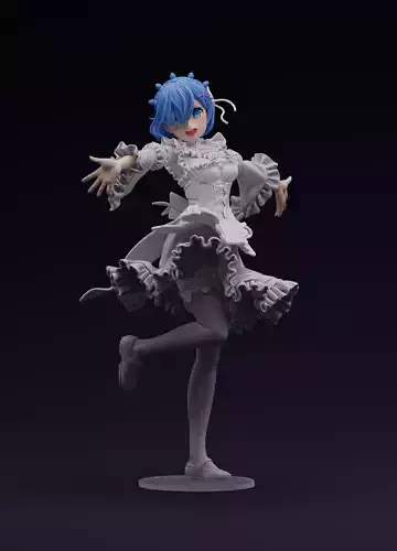 Re Zero Rem 3d print - Maid version 