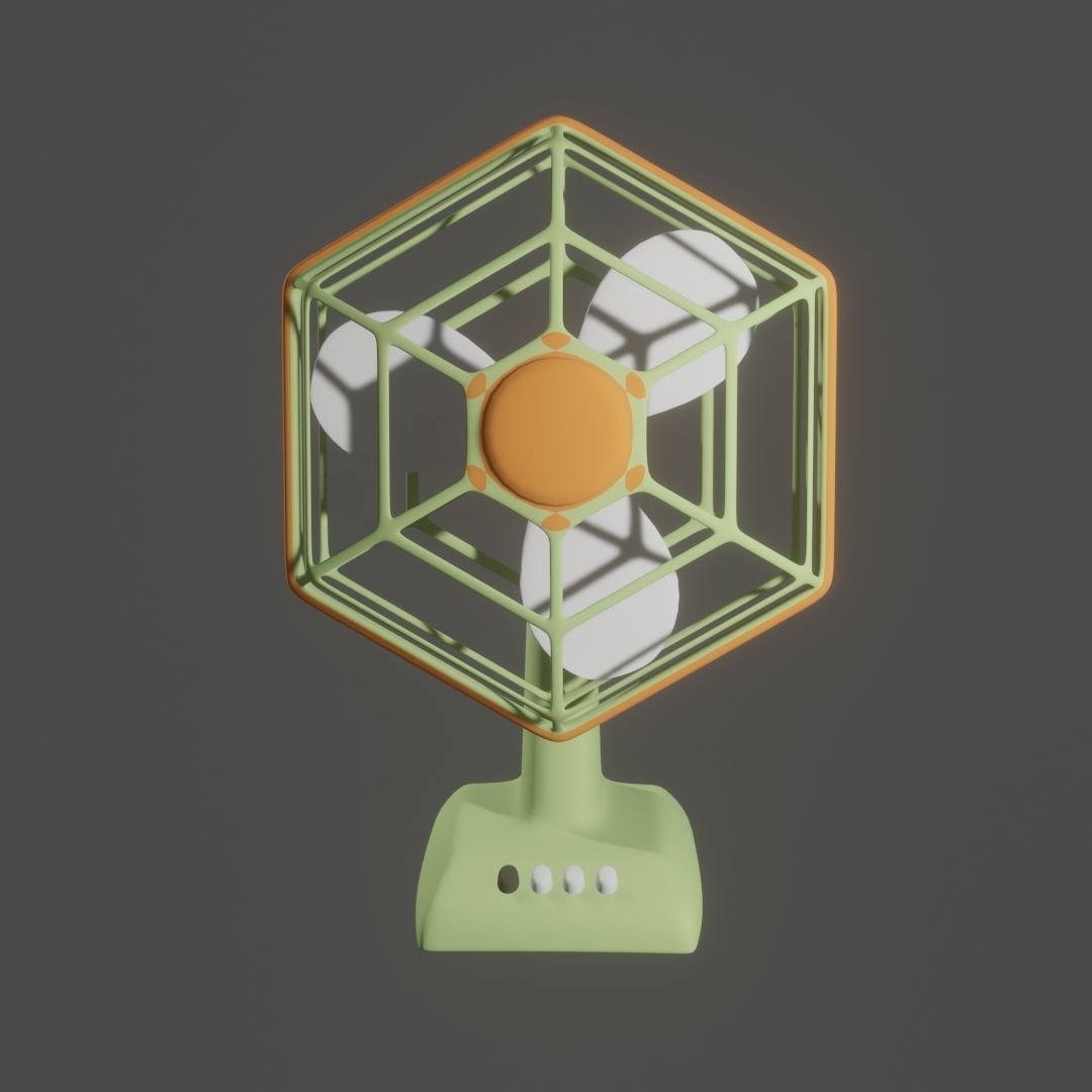 electric fan Low-poly 3D model_1