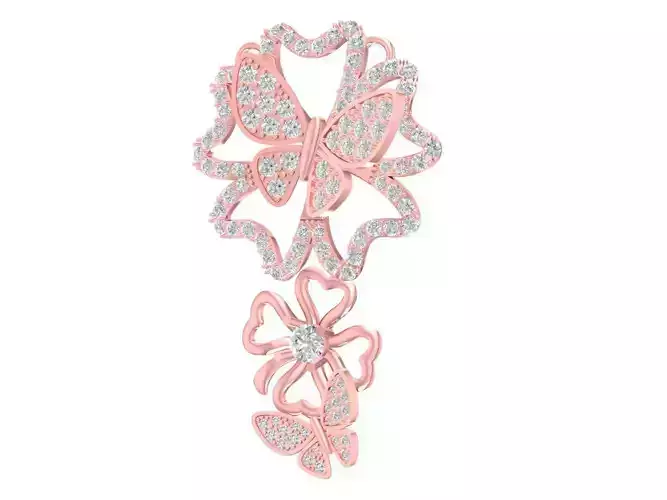 Elegant Floral Diamond Brooch Jewelry Design 3247