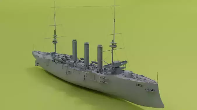 HMS Cornwall cruiser Low-poly 3D model
