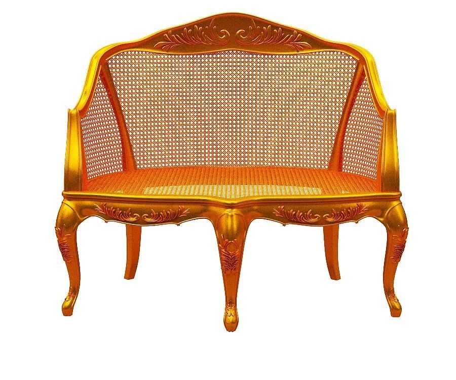 Classical sofa set Low-poly 3D model_7