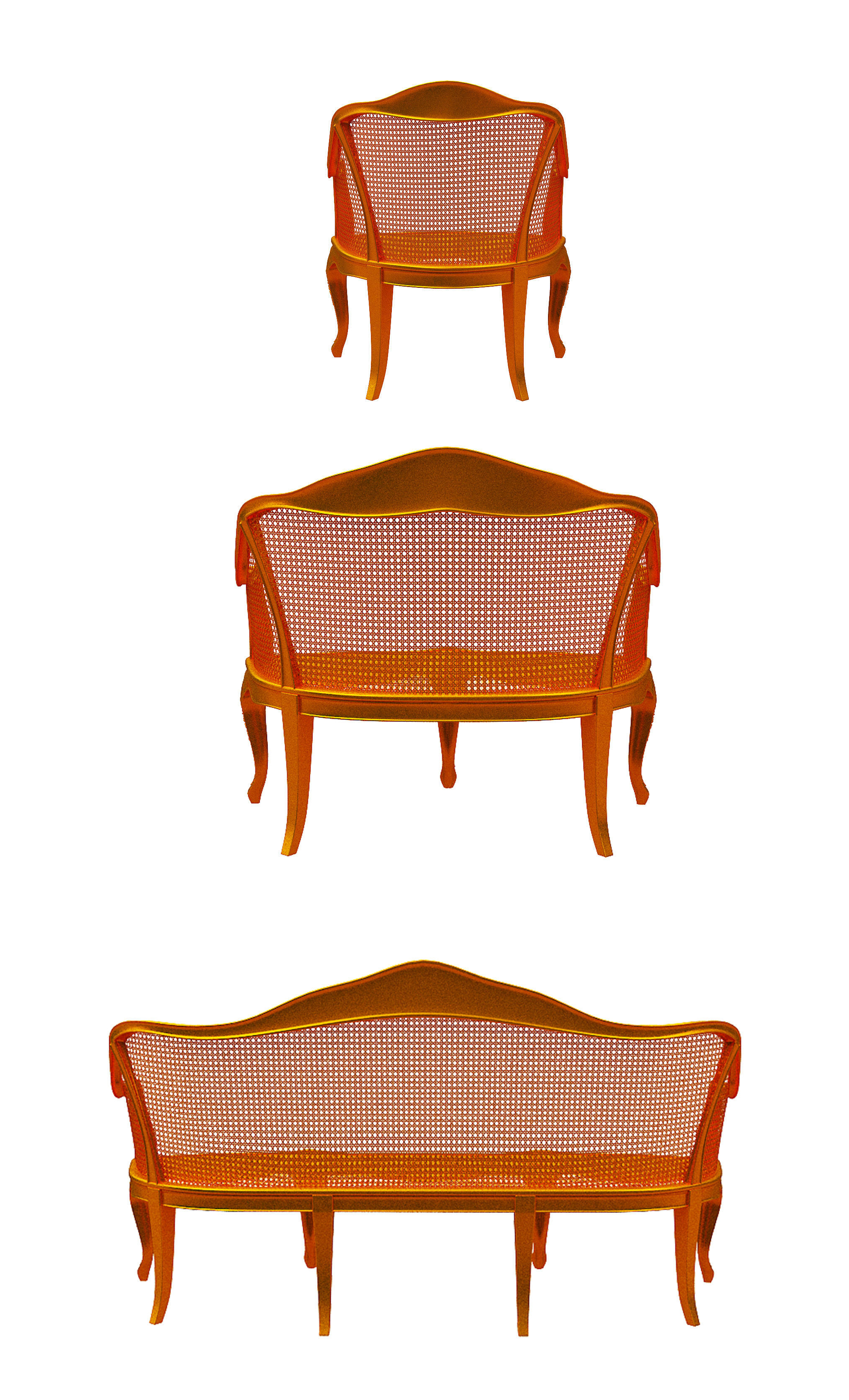 Classical sofa set Low-poly 3D model_4