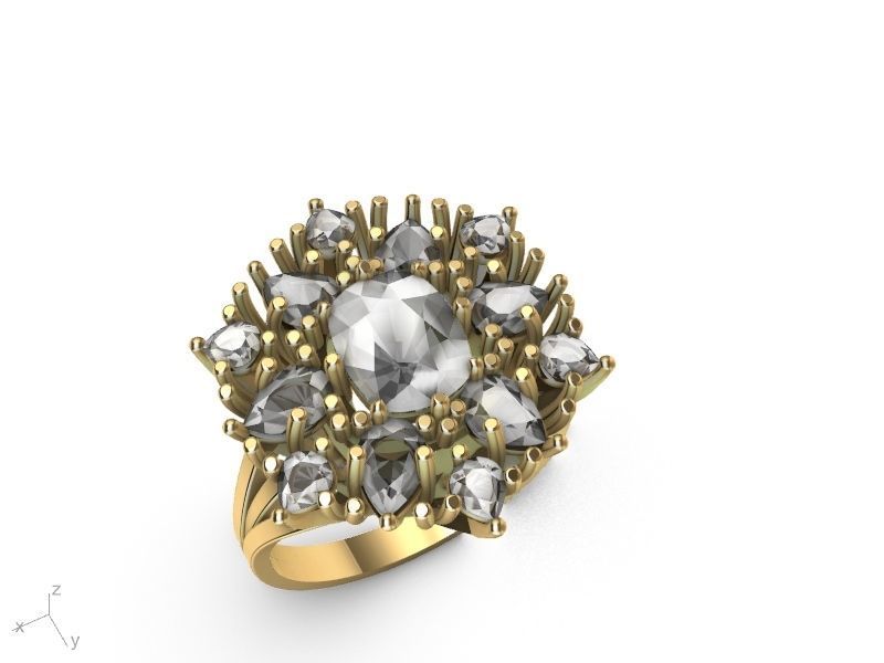 cuhion pear ring stl verified  3D print model_6