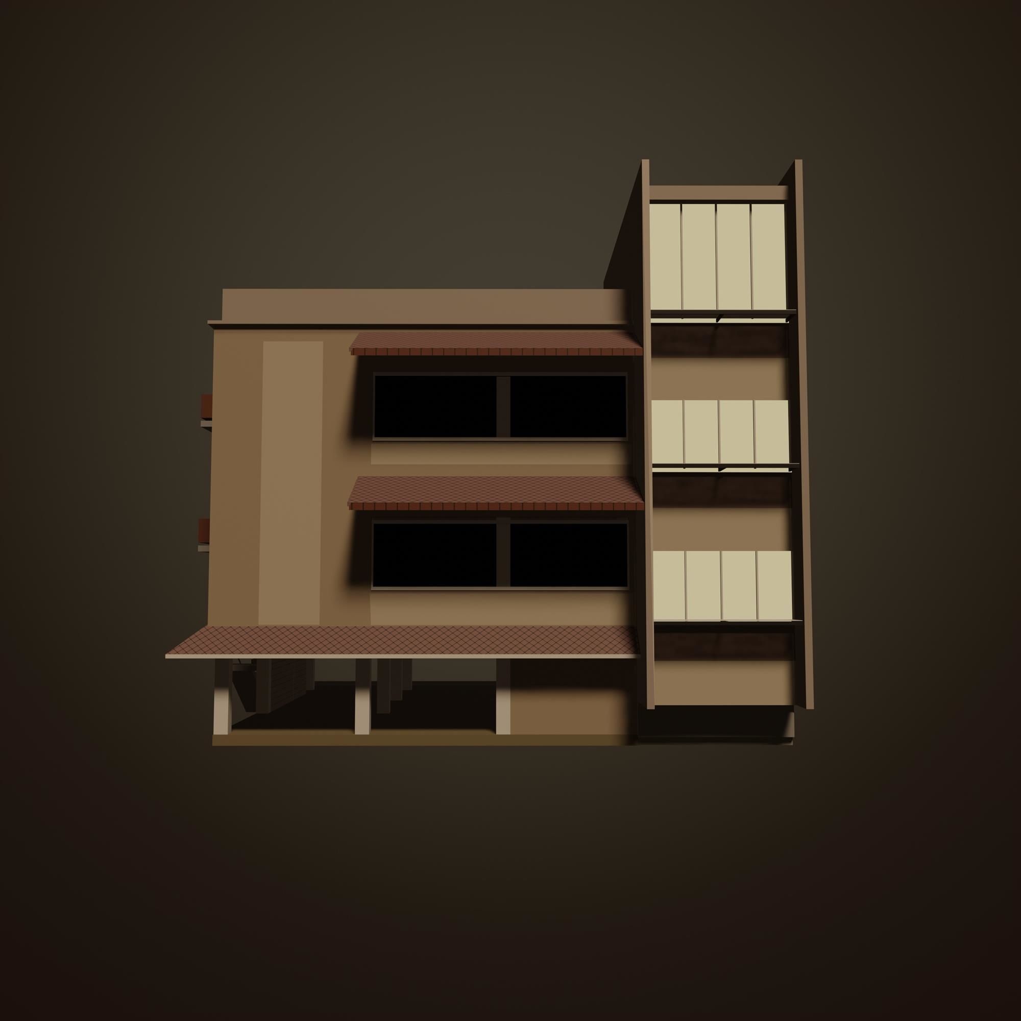 Building in sepia tone 3D model_1