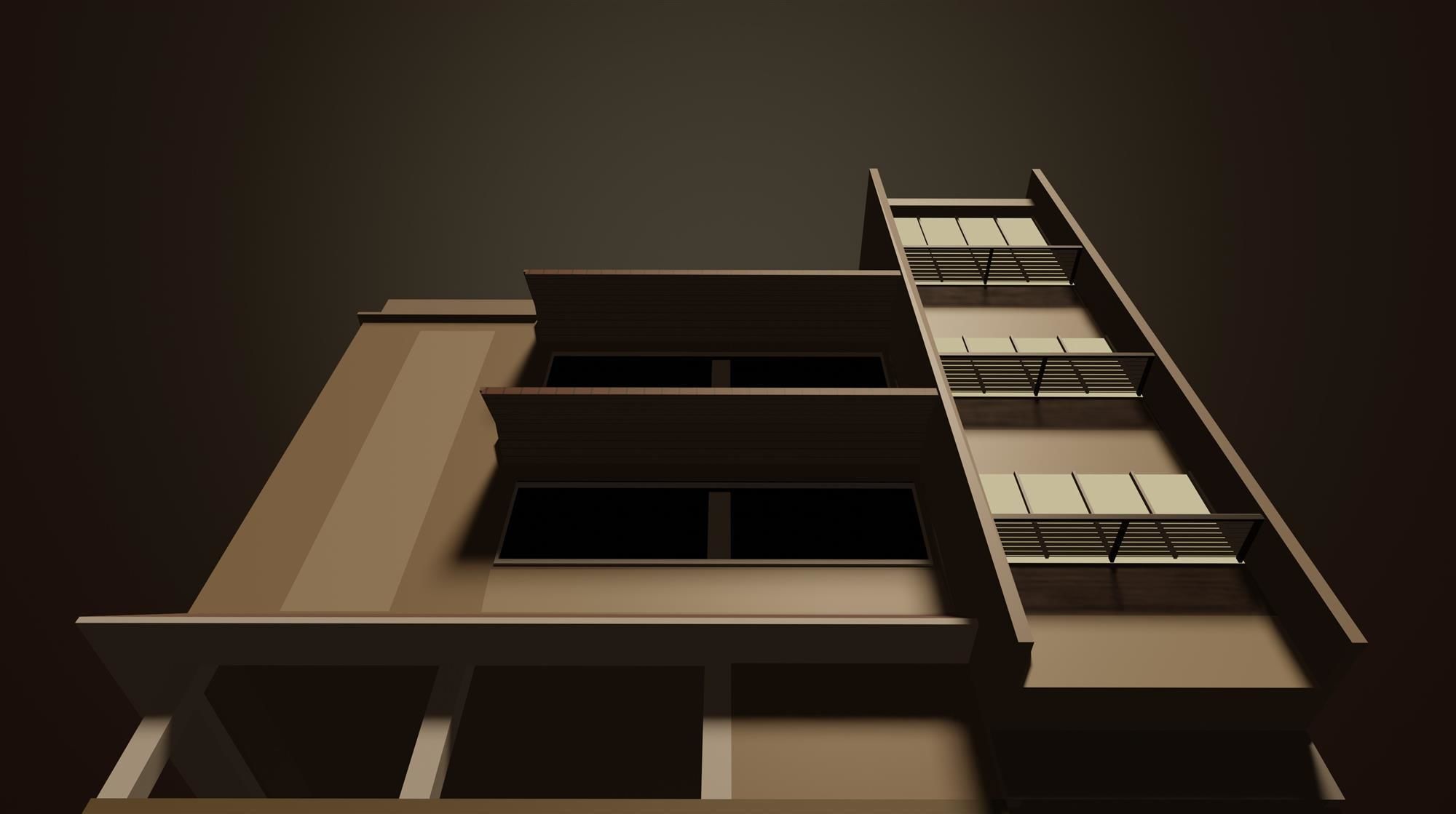 Building in sepia tone 3D model_2