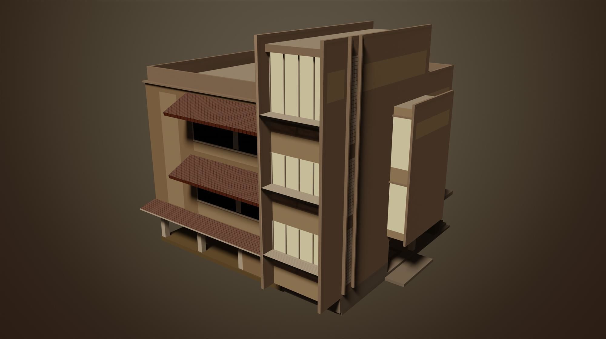 Building in sepia tone 3D model_3