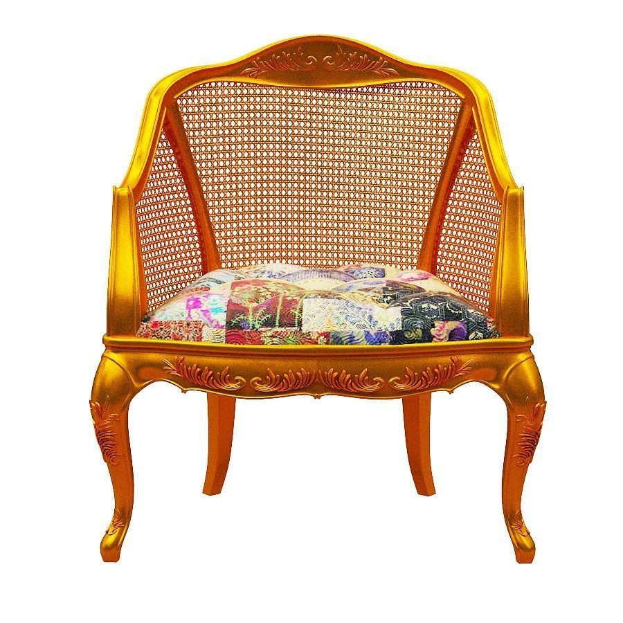 Classical sofa set Low-poly 3D model_2