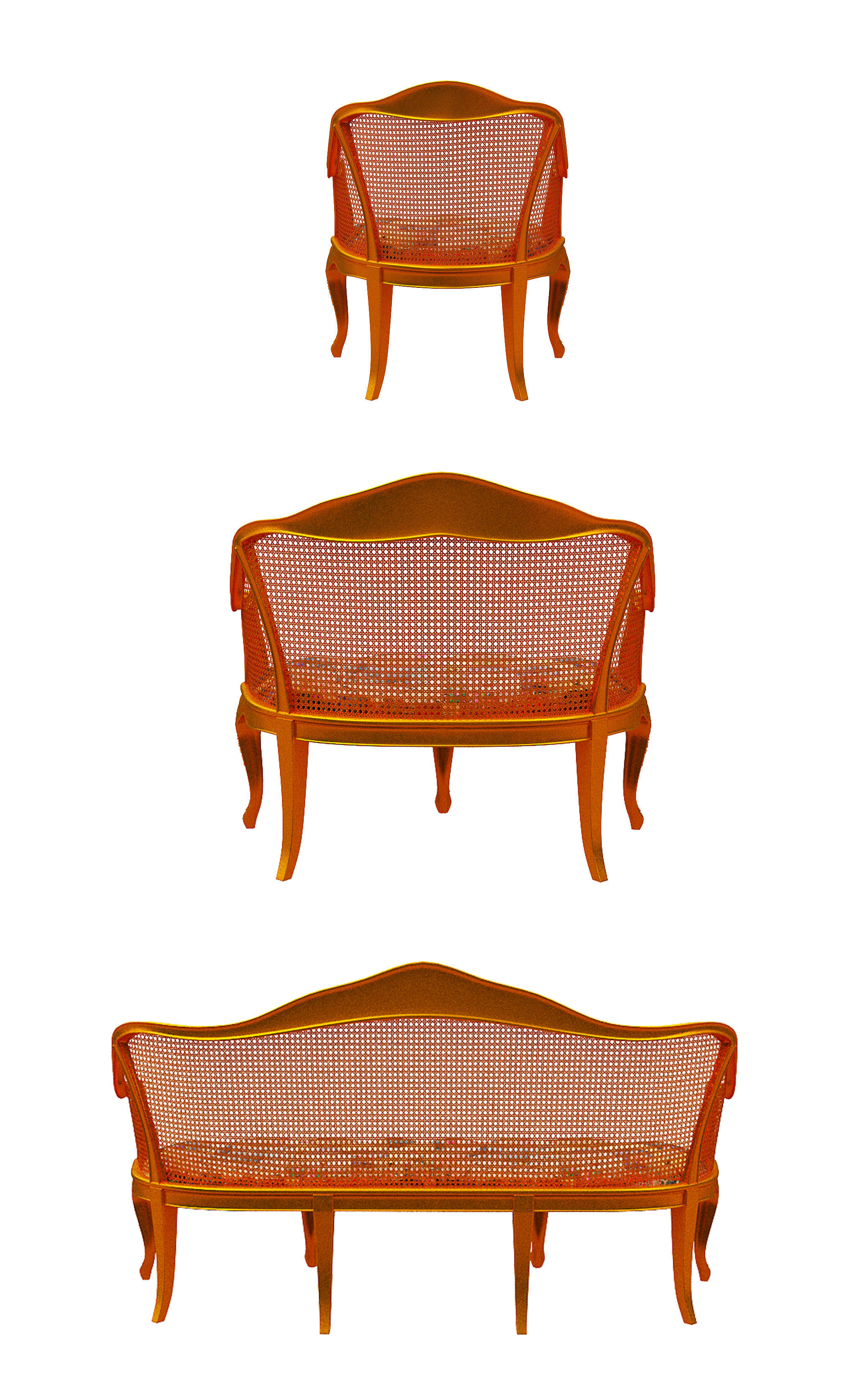 Classical sofa set Low-poly 3D model_19