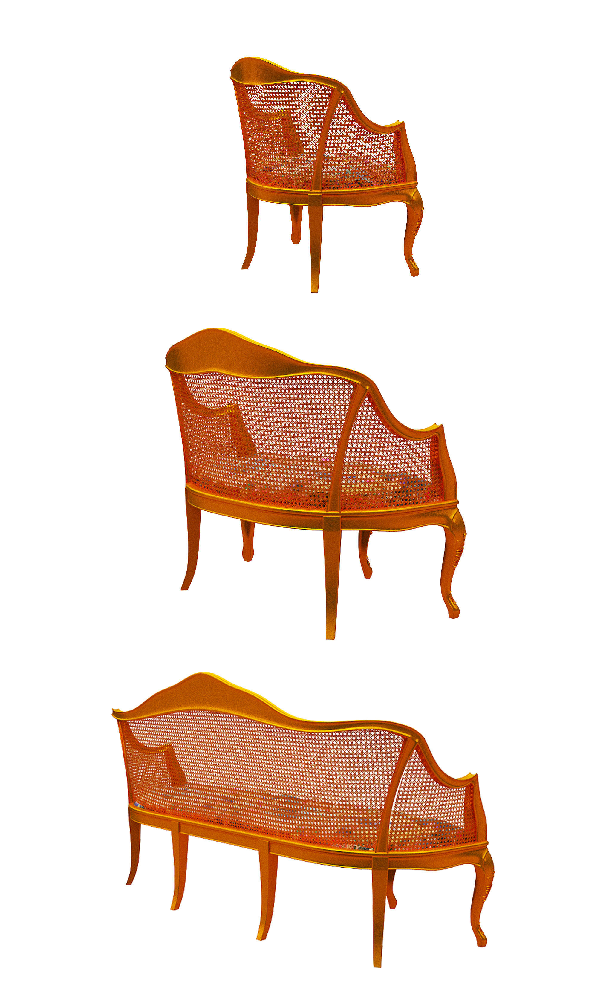 Classical sofa set Low-poly 3D model_18