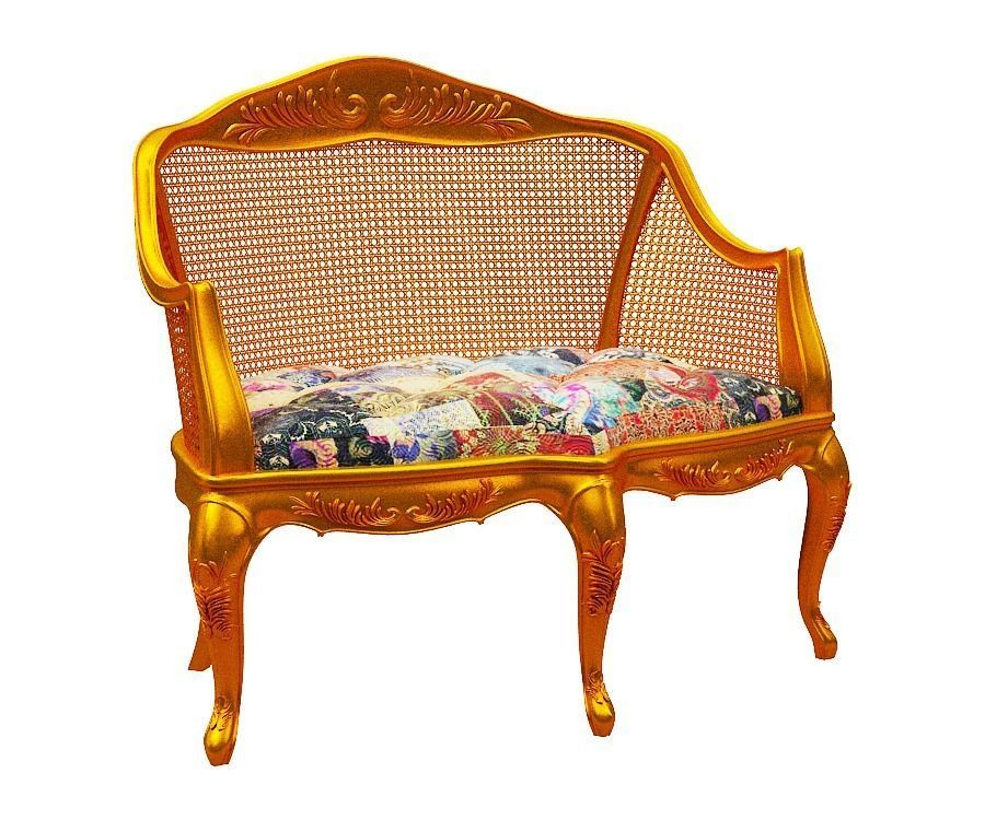 Classical sofa set Low-poly 3D model_6