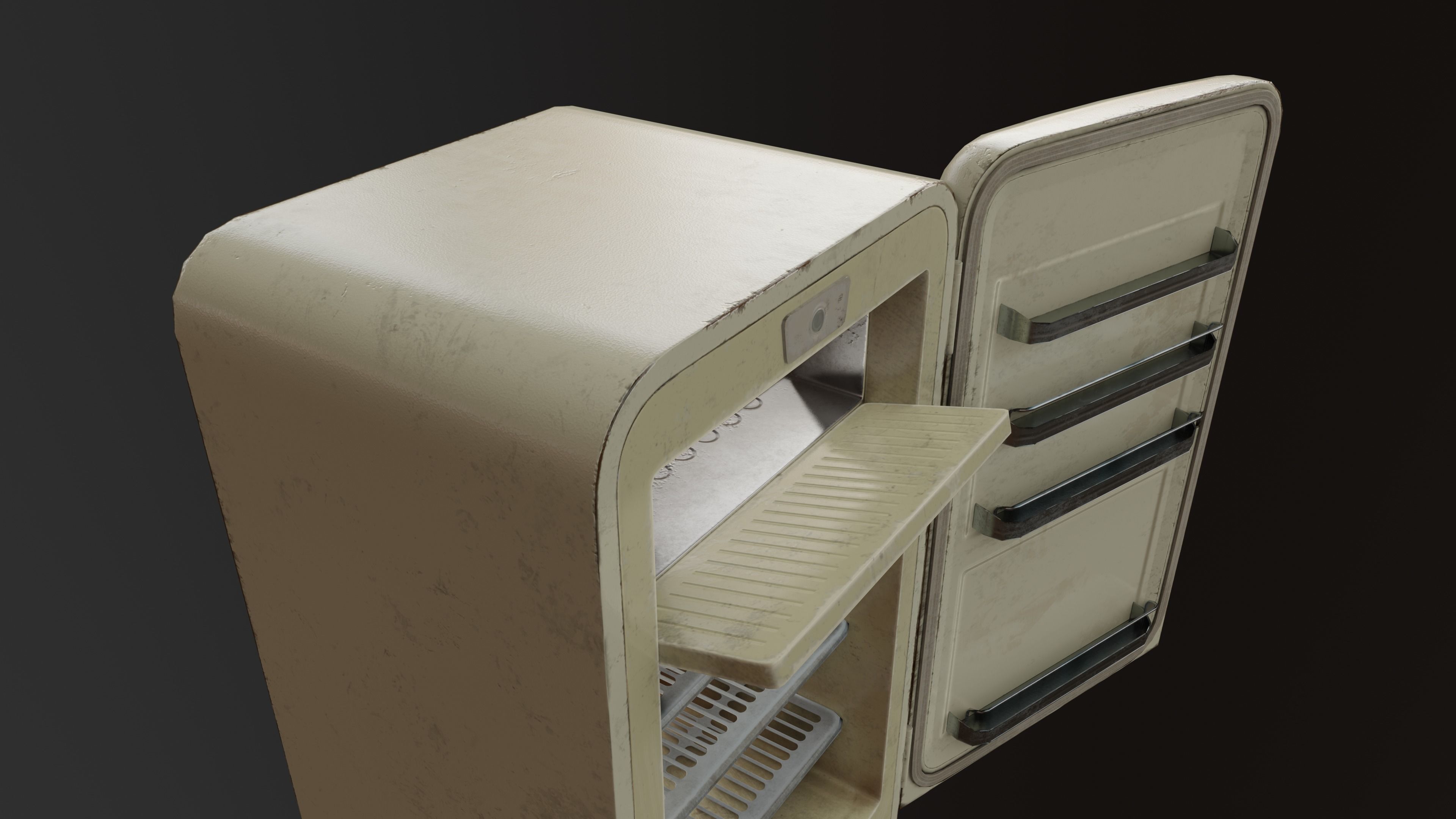 Retro Fridge Low-poly 3D model_6