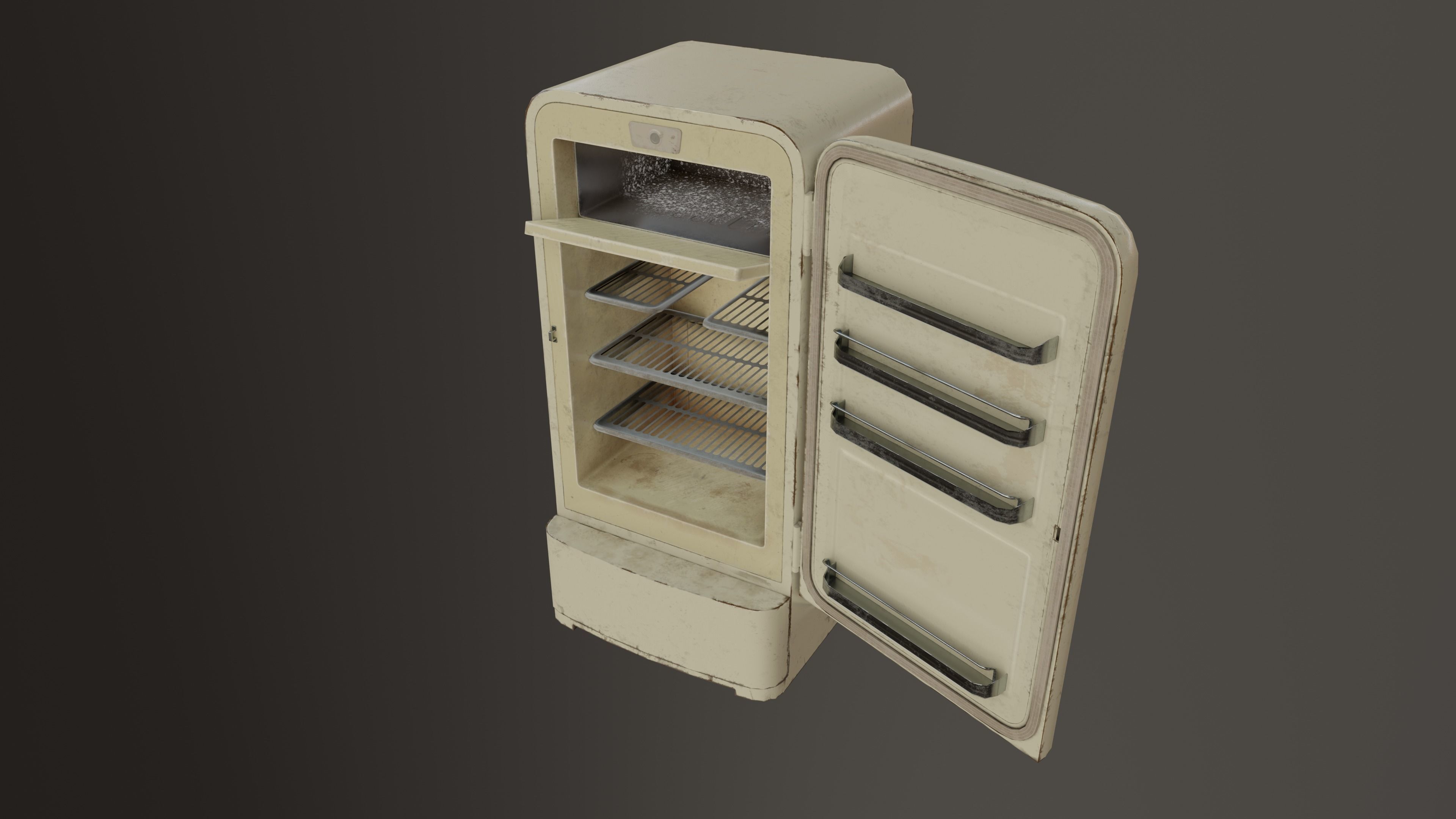 Retro Fridge Low-poly 3D model_8
