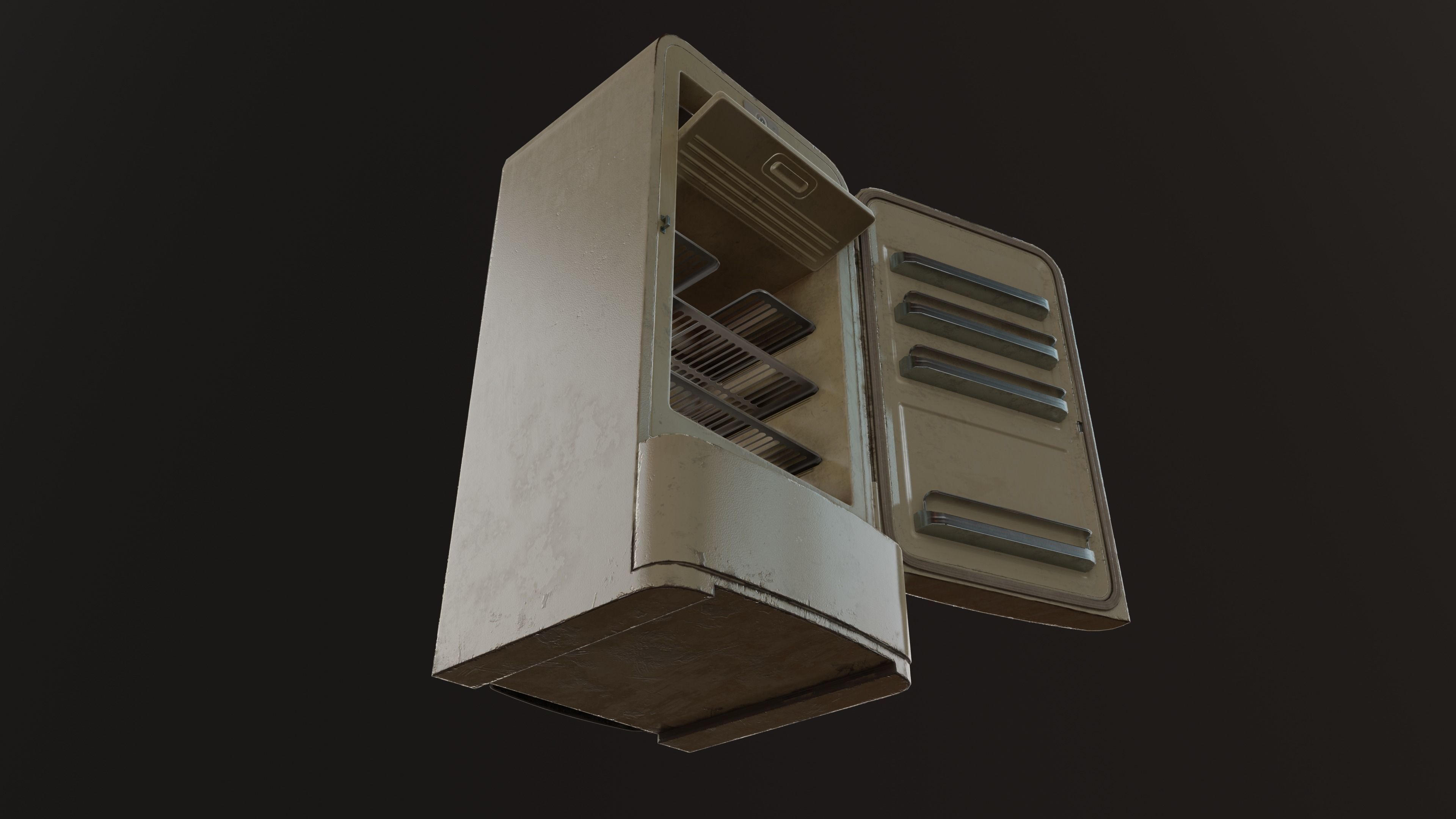 Retro Fridge Low-poly 3D model_4