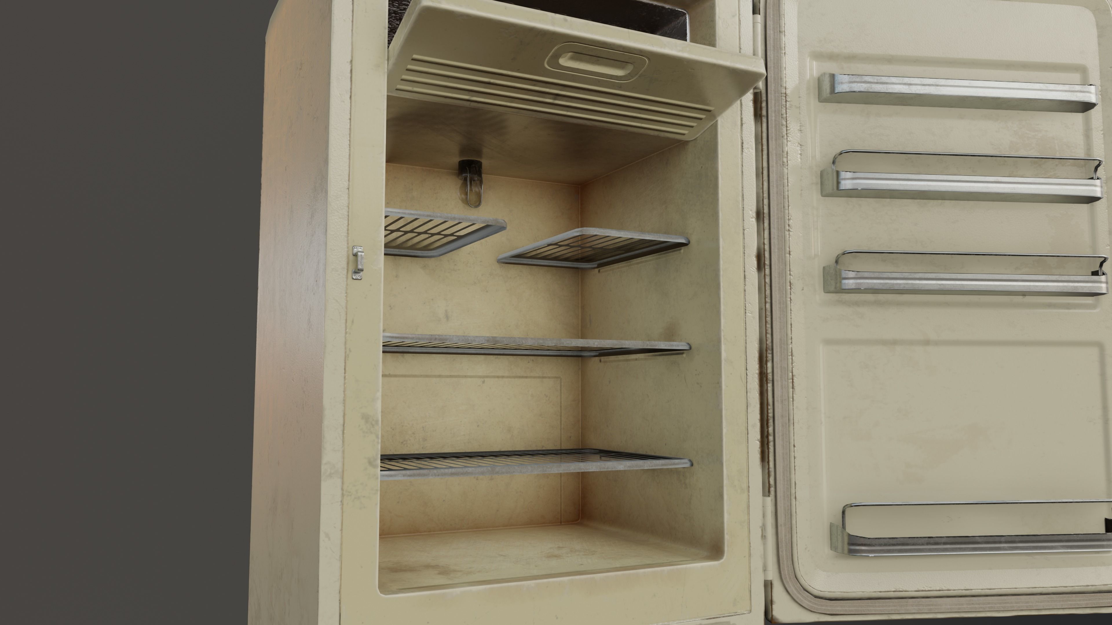 Retro Fridge Low-poly 3D model_7