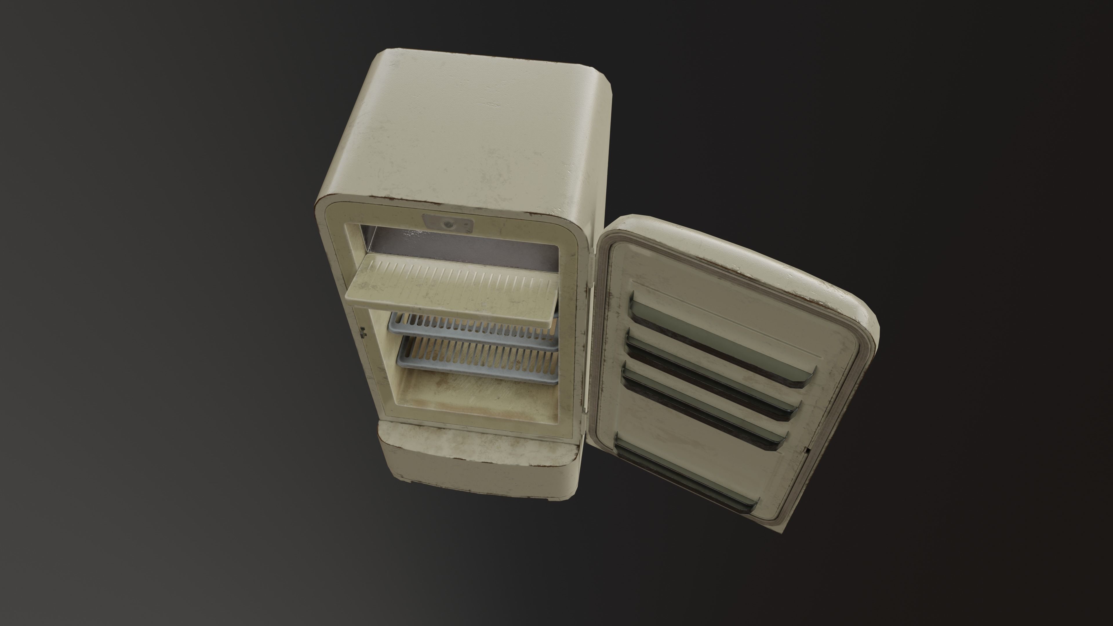 Retro Fridge Low-poly 3D model_9