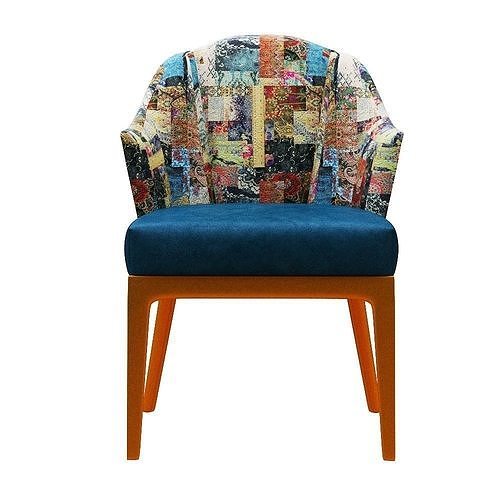 Armchair colorful chair with orange upholstery Low-poly 3D model