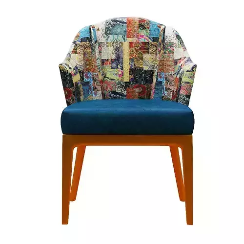 Armchair colorful chair with orange upholstery