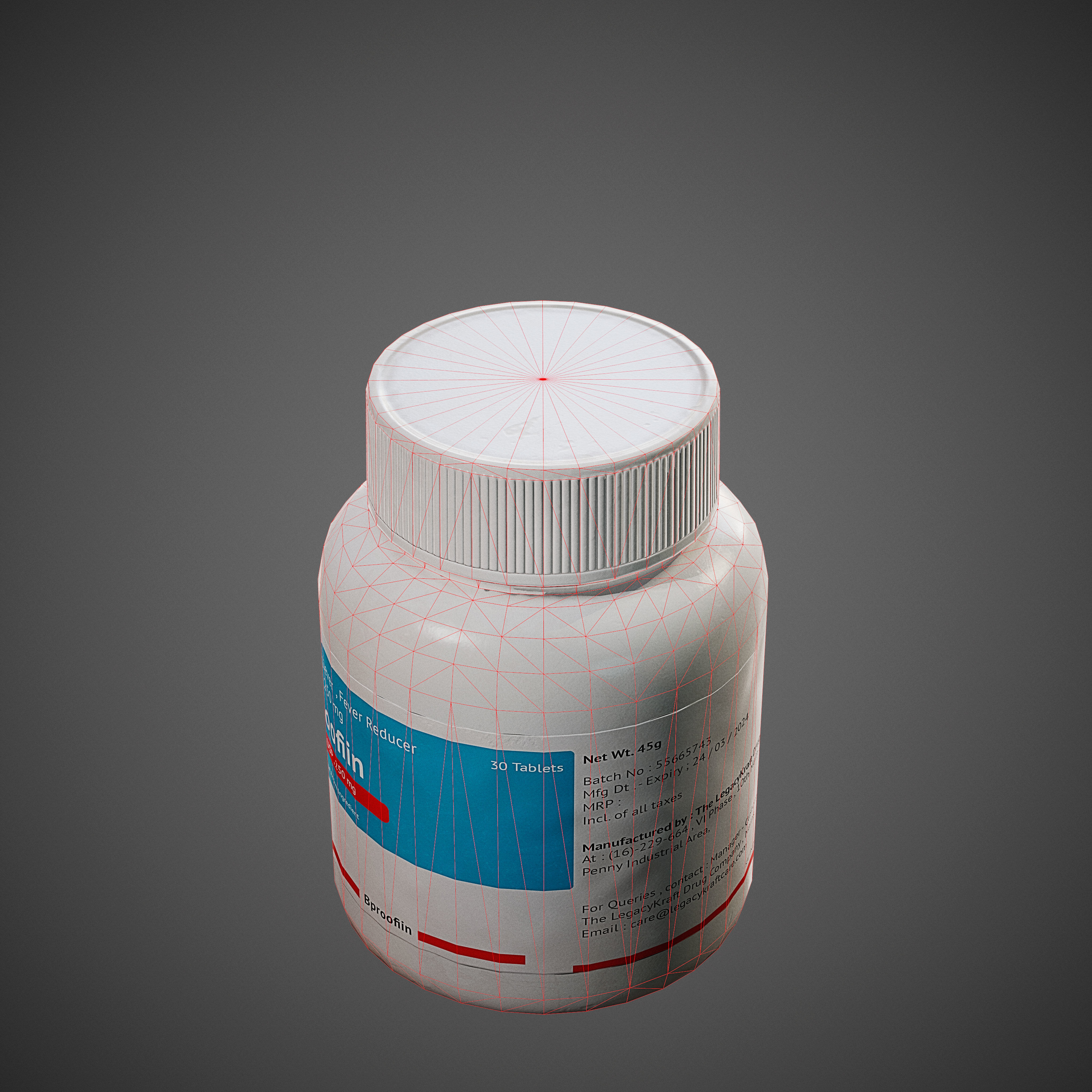 PillBottle pill bottle Low-poly 3D model_5