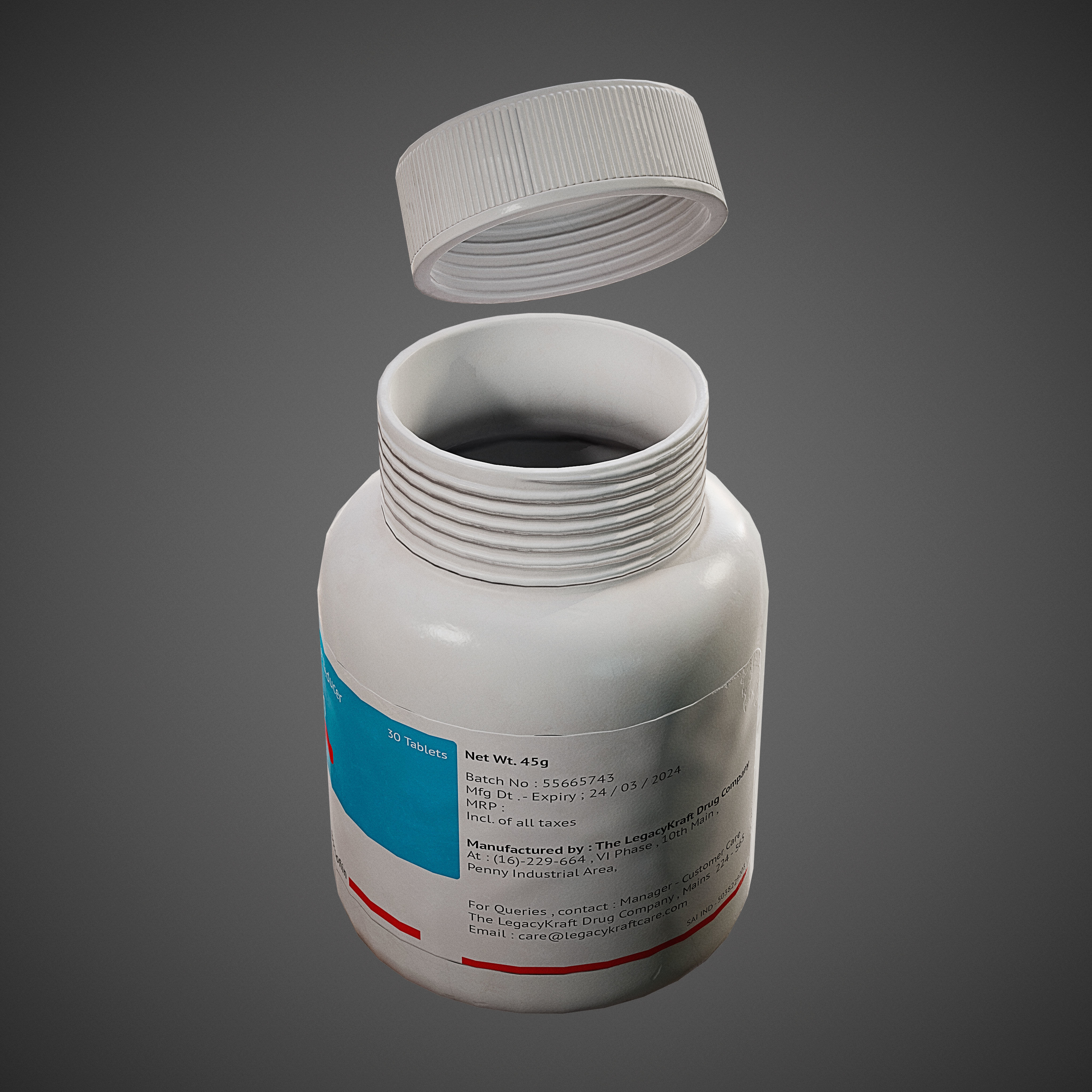 PillBottle pill bottle Low-poly 3D model_3