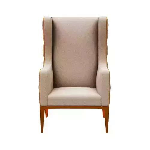 Armchair wing chair with fabric and wooden legs