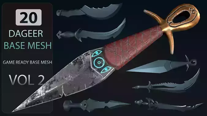 20 DAGGER BASE MESH-VOL02 Low-poly 3D model