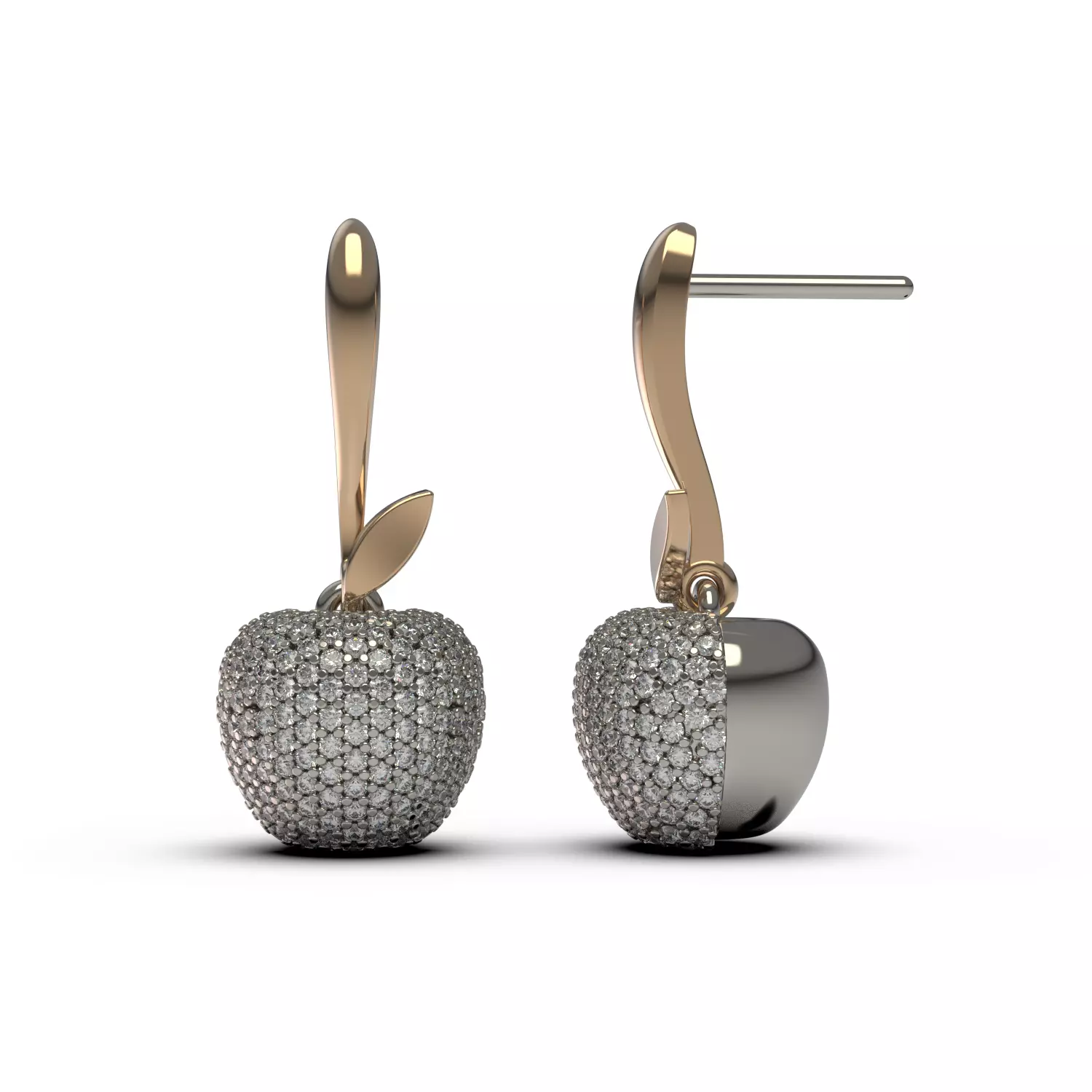 Apple Earrings with stones 3D print model