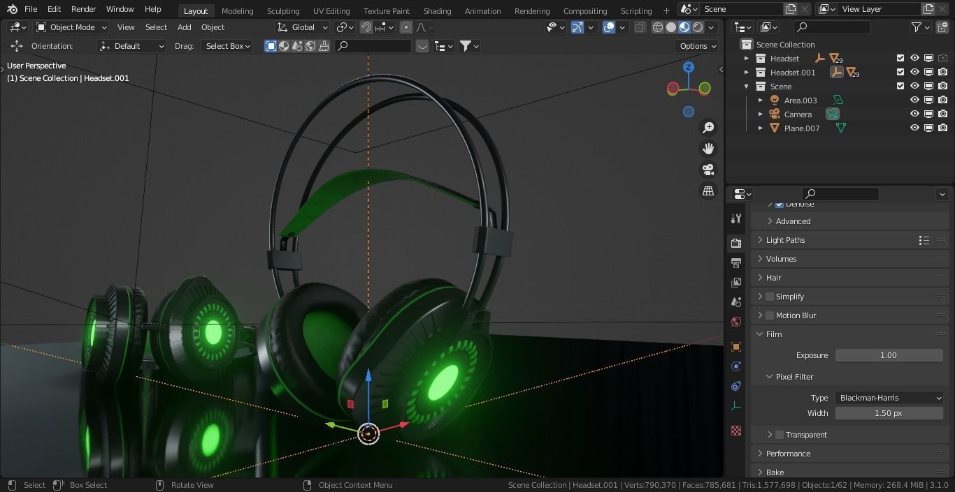 Headset pair of headphones Free 3D model_6