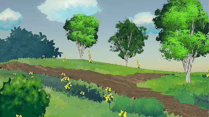 anime city cartoon landscape Low-poly 3D model