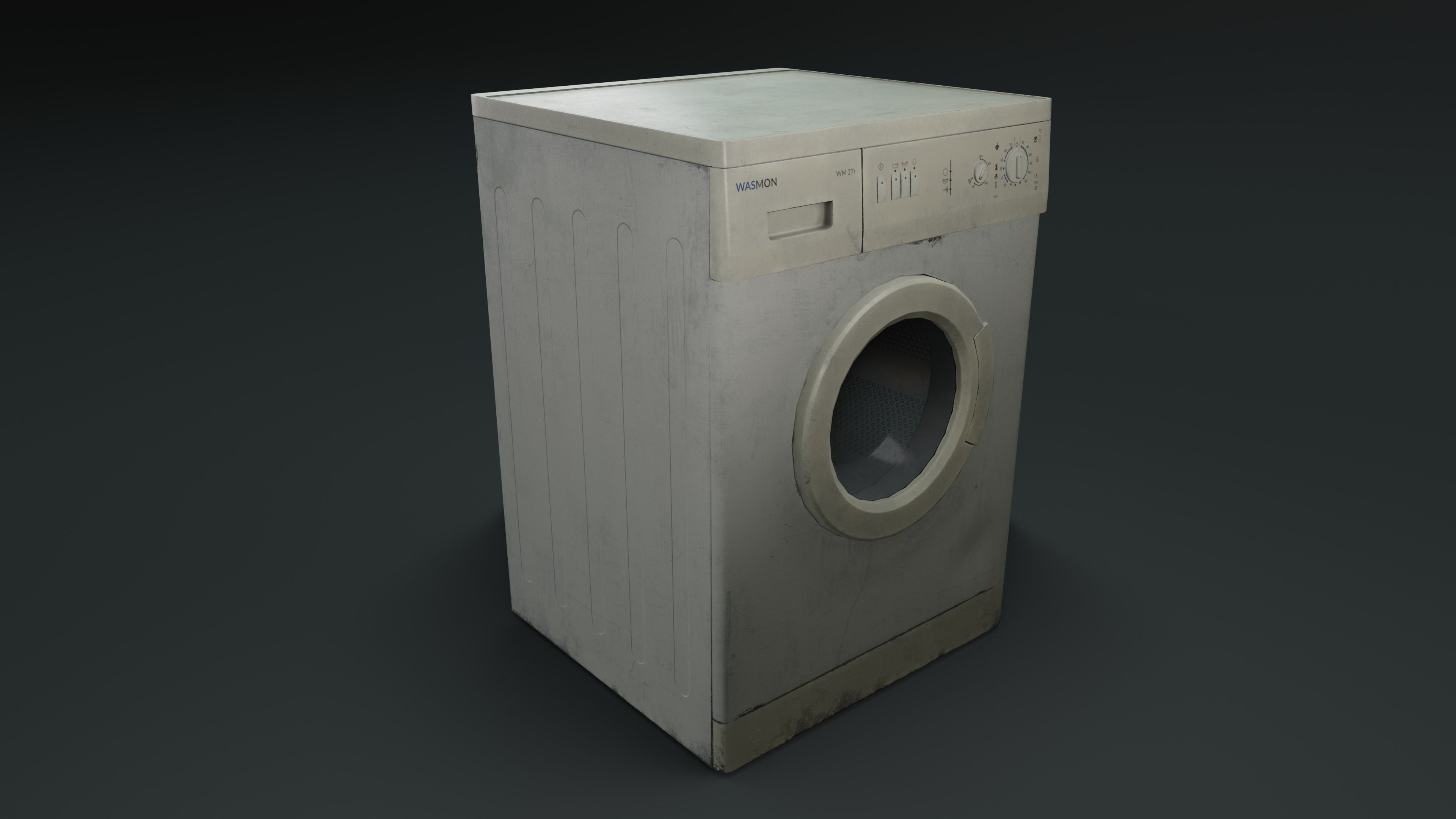 Old Washing Machine Low-poly 3D model_7