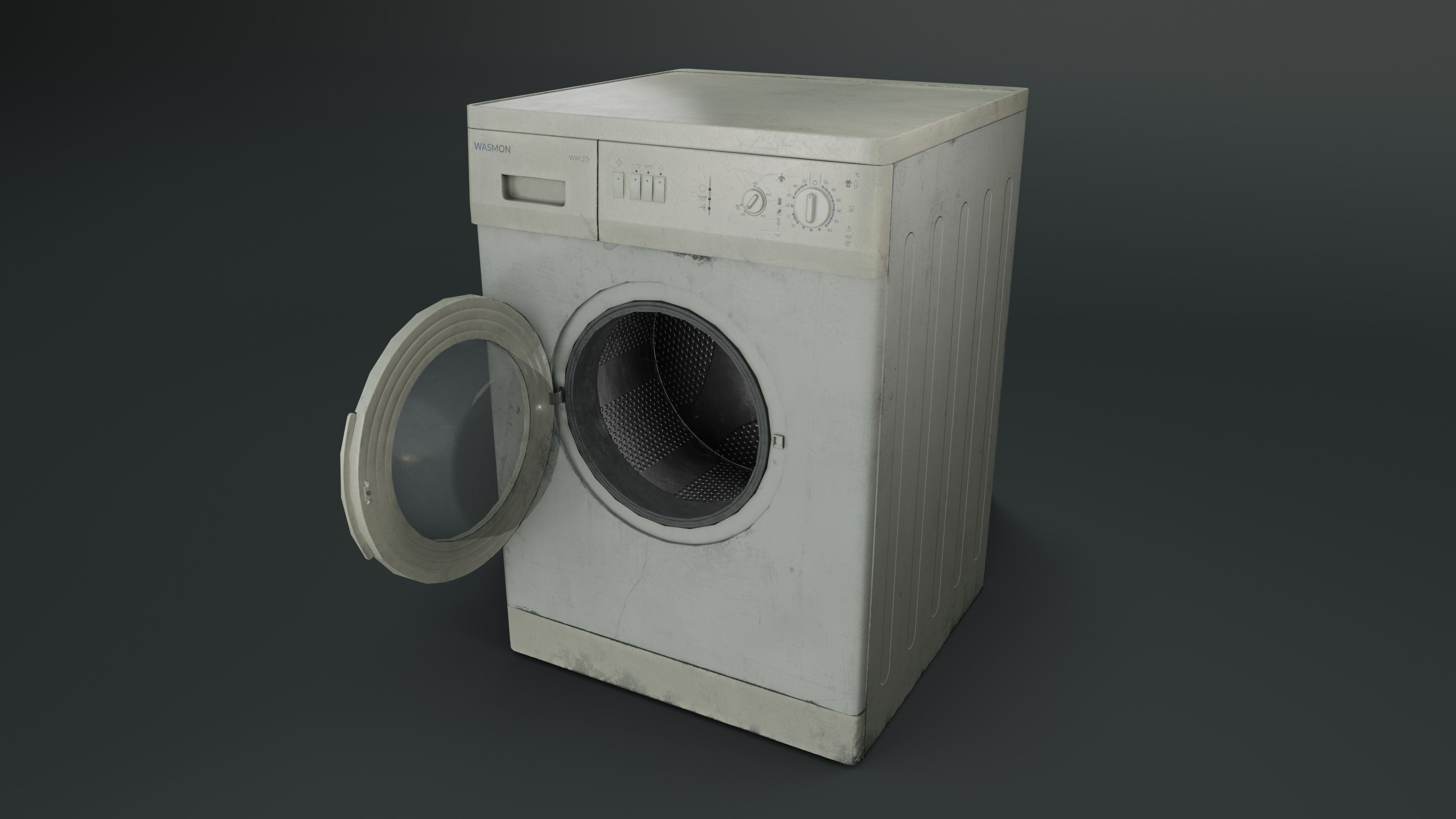 Old Washing Machine Low-poly 3D model_1