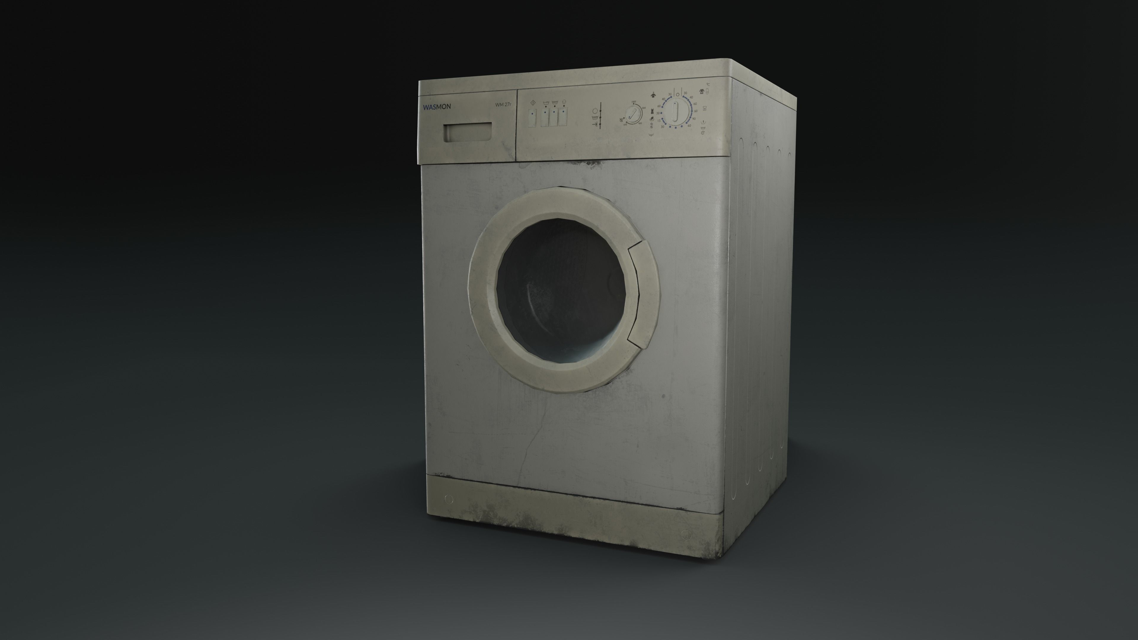 Old Washing Machine Low-poly 3D model_3