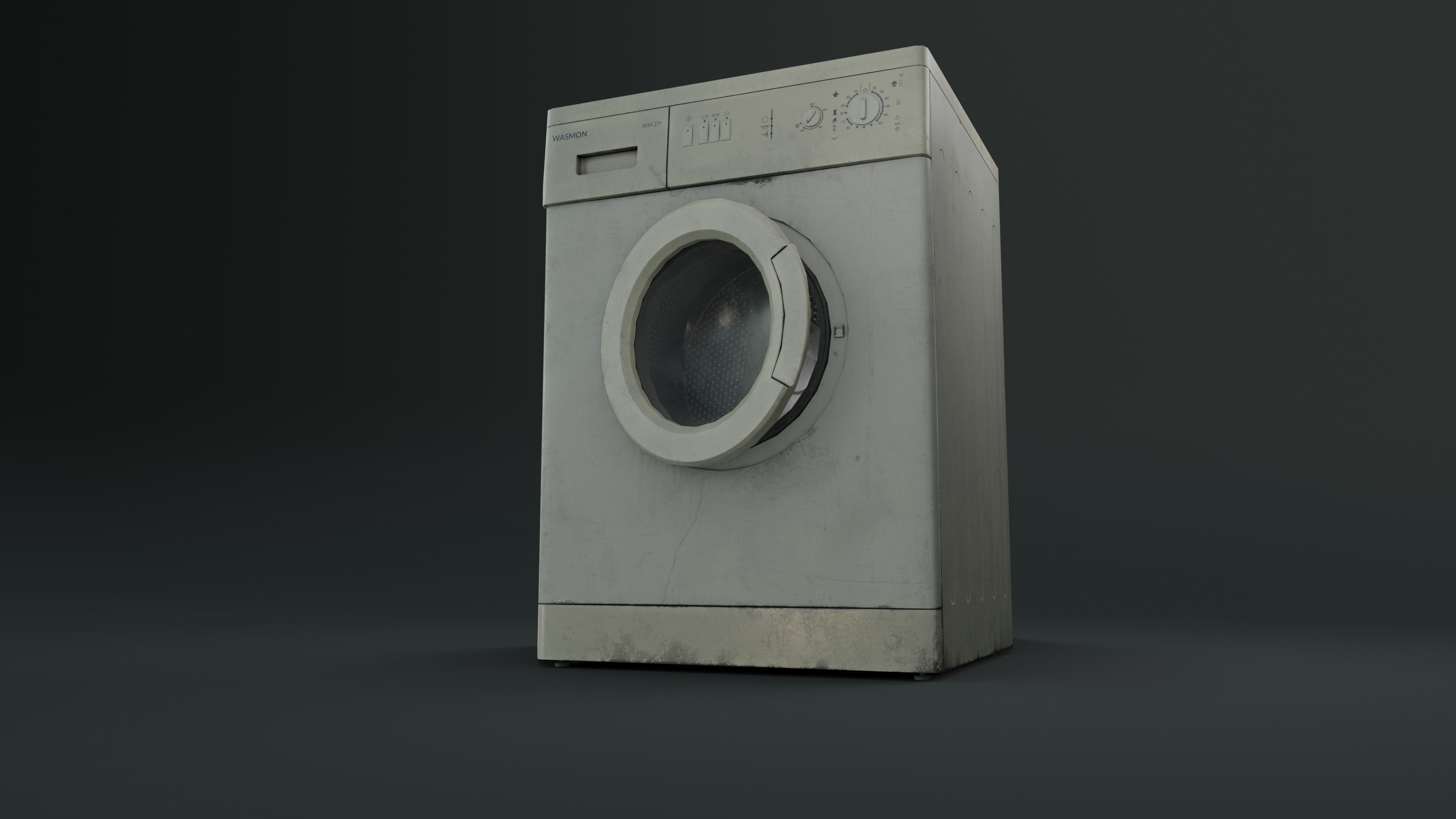 Old Washing Machine Low-poly 3D model_2