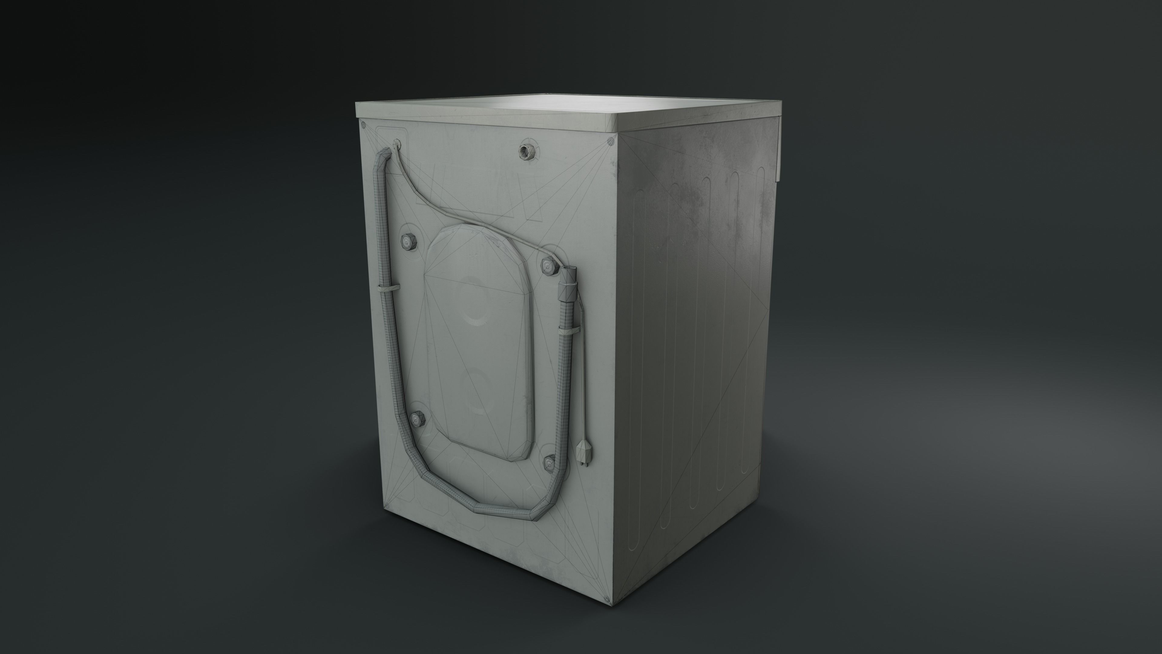 Old Washing Machine Low-poly 3D model_13