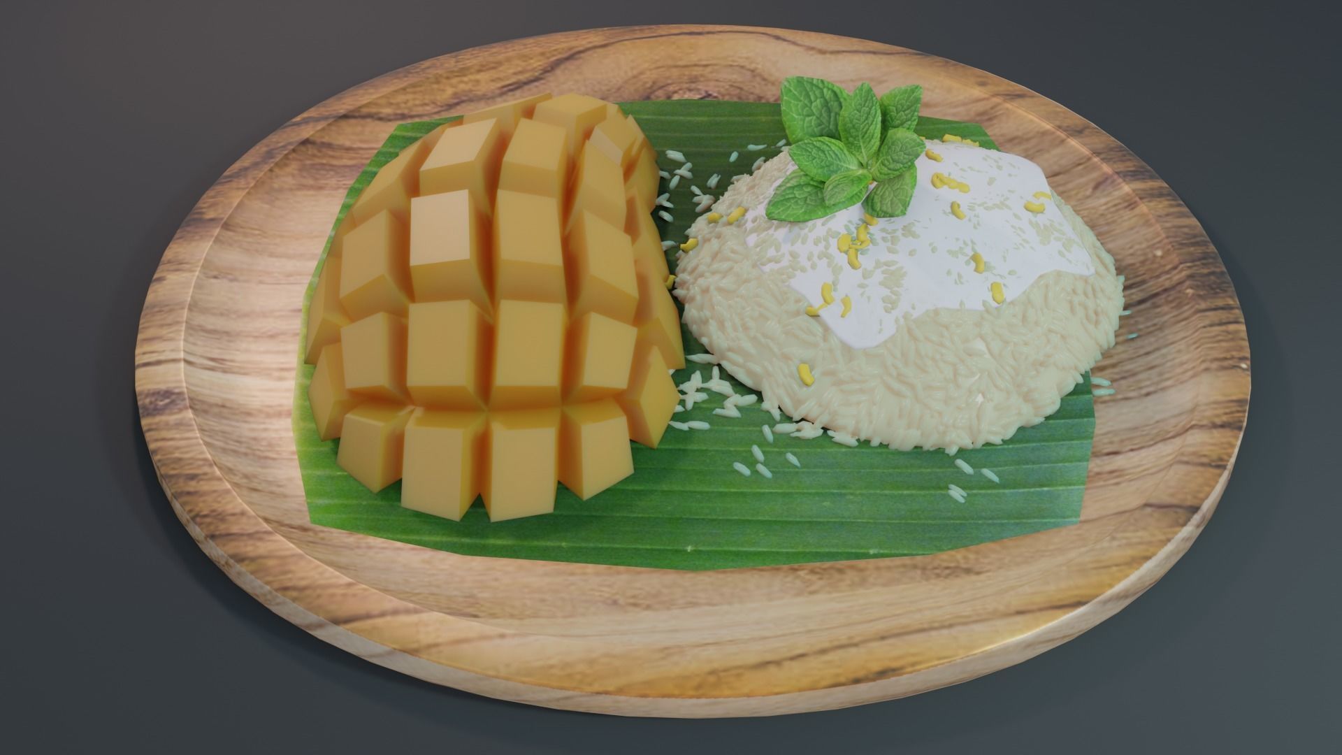 Mango sticky rice 3D model_3