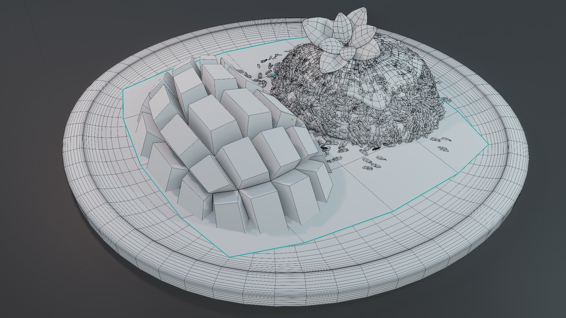 Mango sticky rice 3D model_1