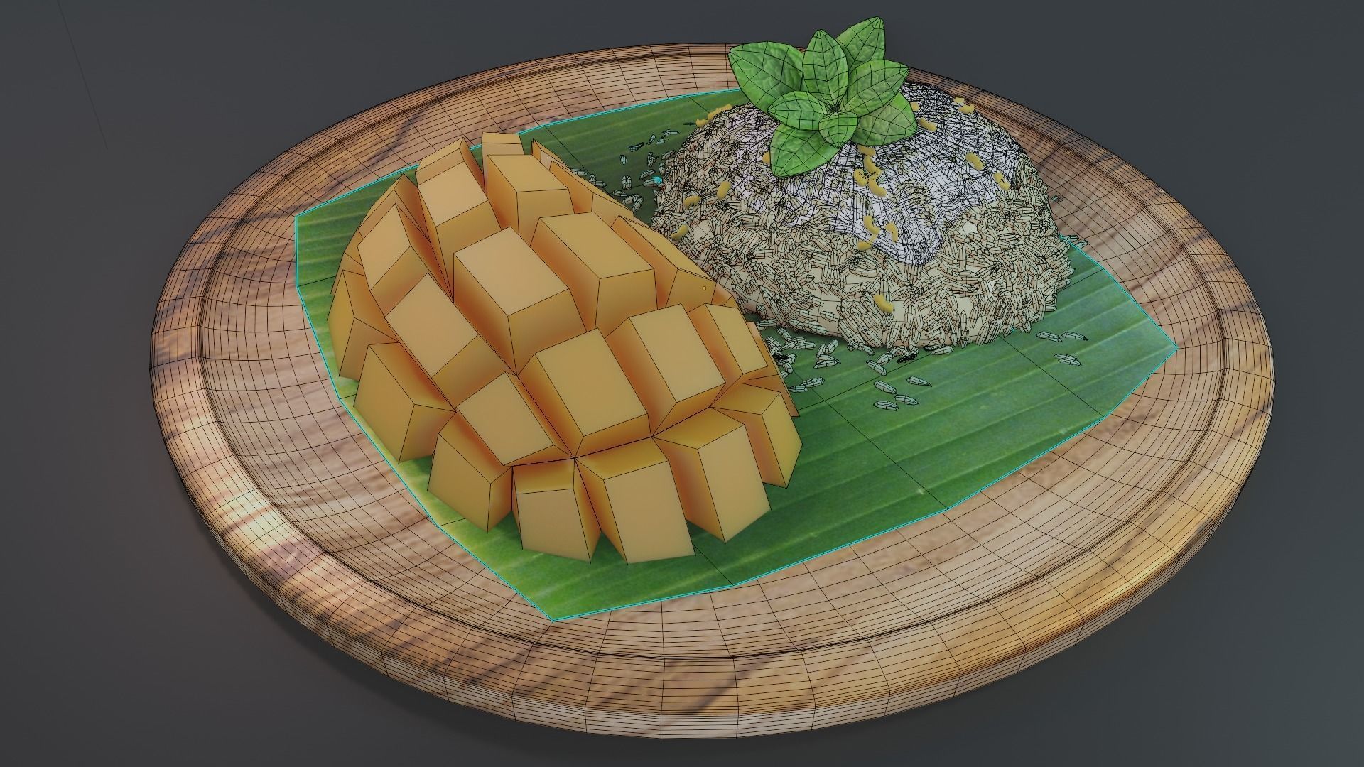 Mango sticky rice 3D model_2