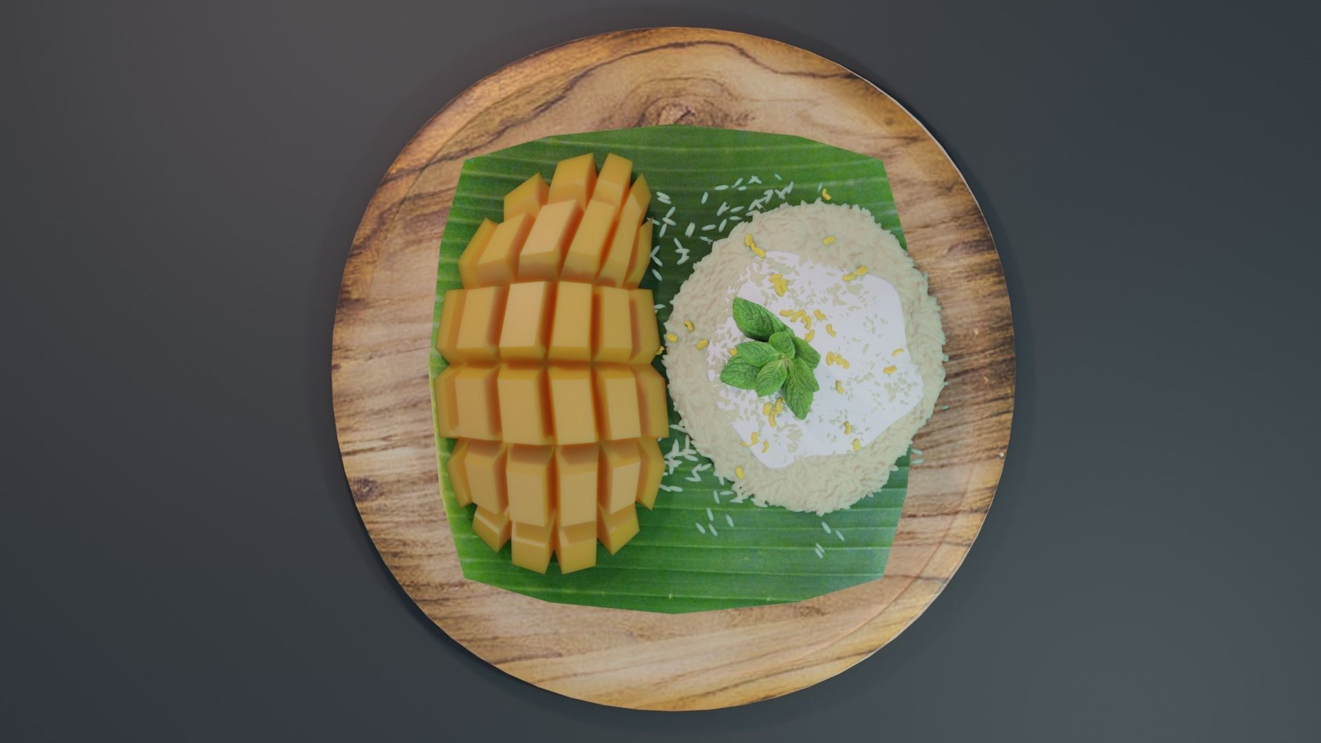 Mango sticky rice 3D model_4