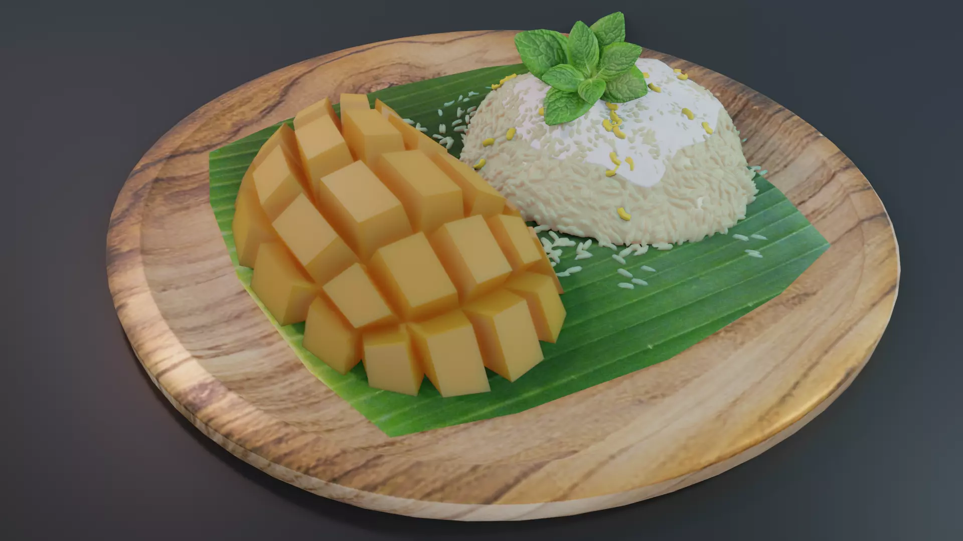 Mango sticky rice 3D model_0