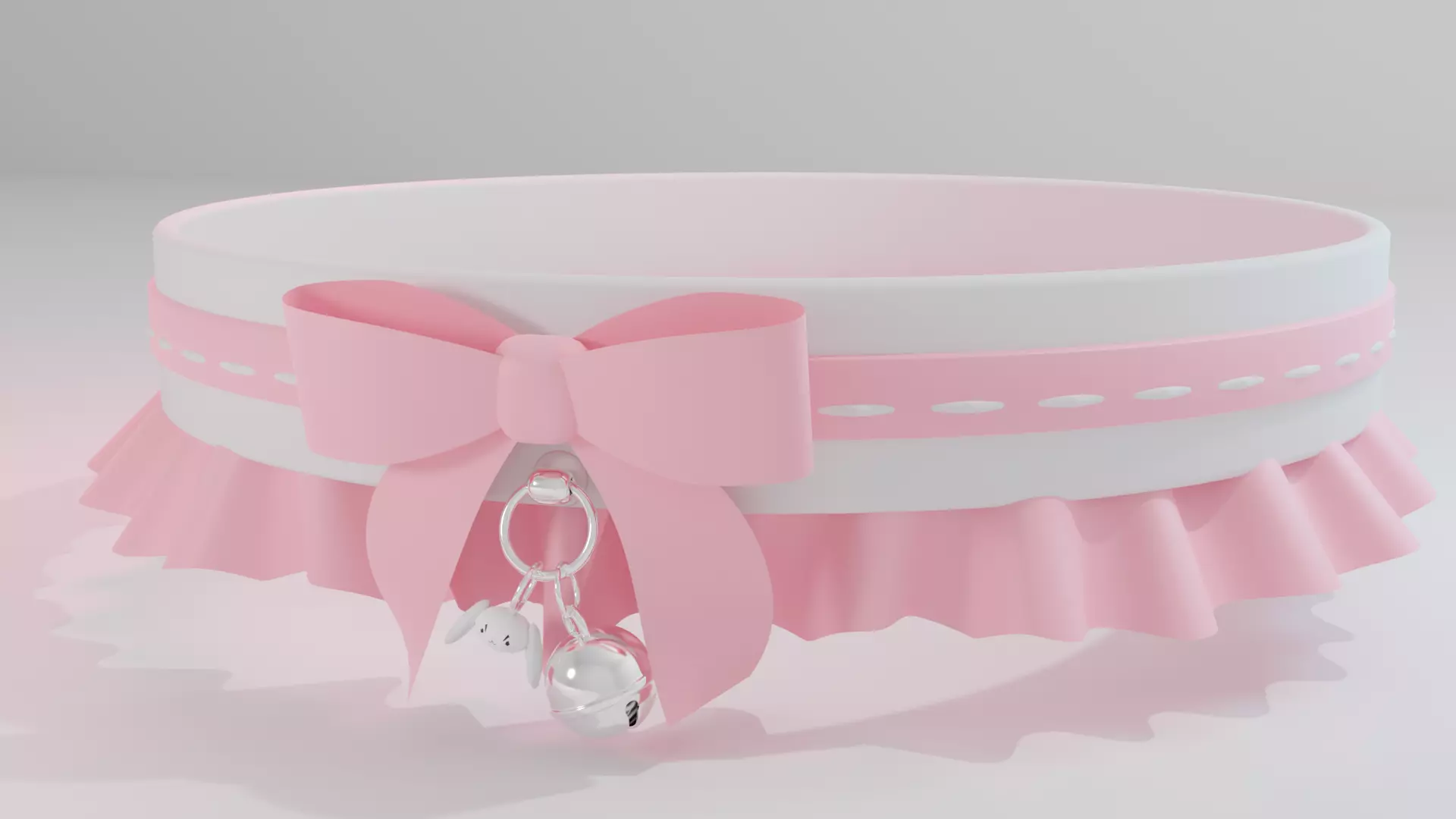 Sweet Kawaii Bow and Bell Collar Vrchat Ready Low-poly 3D model