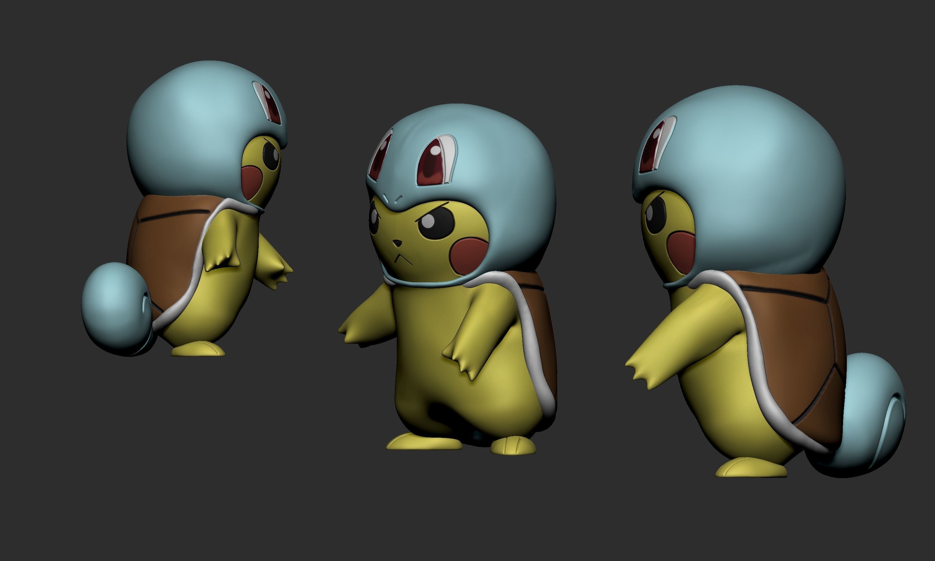 Pokemon - Pikachu Cosplay Squirlte  Free 3D print model_3