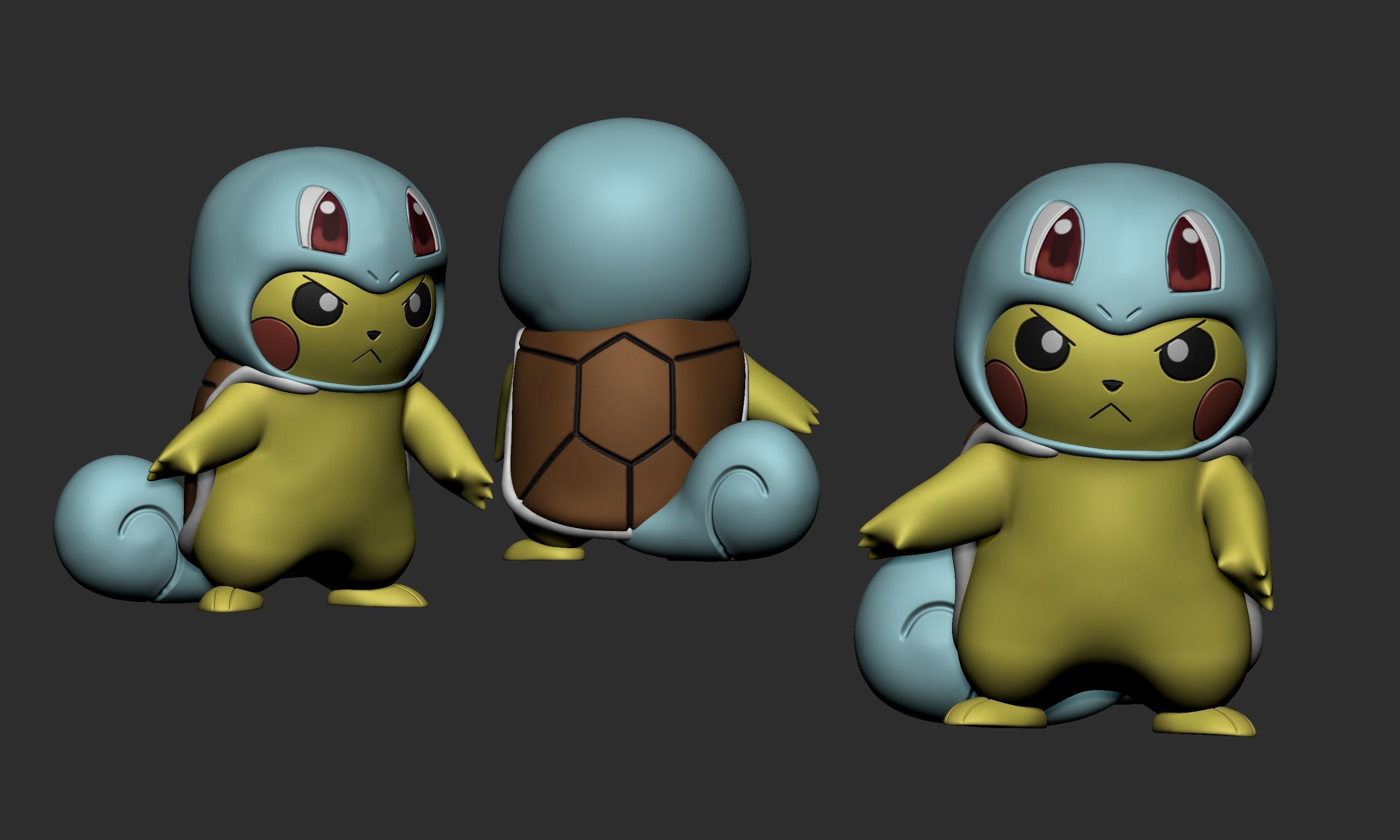 Pokemon - Pikachu Cosplay Squirlte  Free 3D print model_2