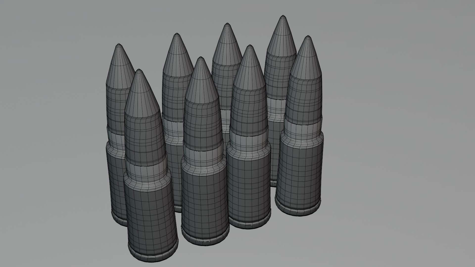 Bullets gold Low-poly 3D model_14