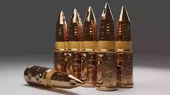 Bullets gold Low-poly 3D model
