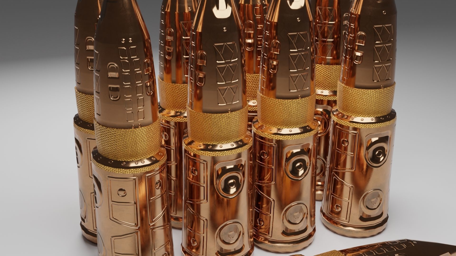 Bullets gold Low-poly 3D model_2